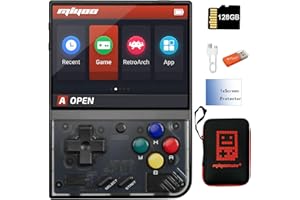 AMPOWN Miyoo Mini Plus Handheld Game Console 3.5 inch Classic System Retro Video Games Consoles Portable Rechargeable Hand Held 128G with Case Black