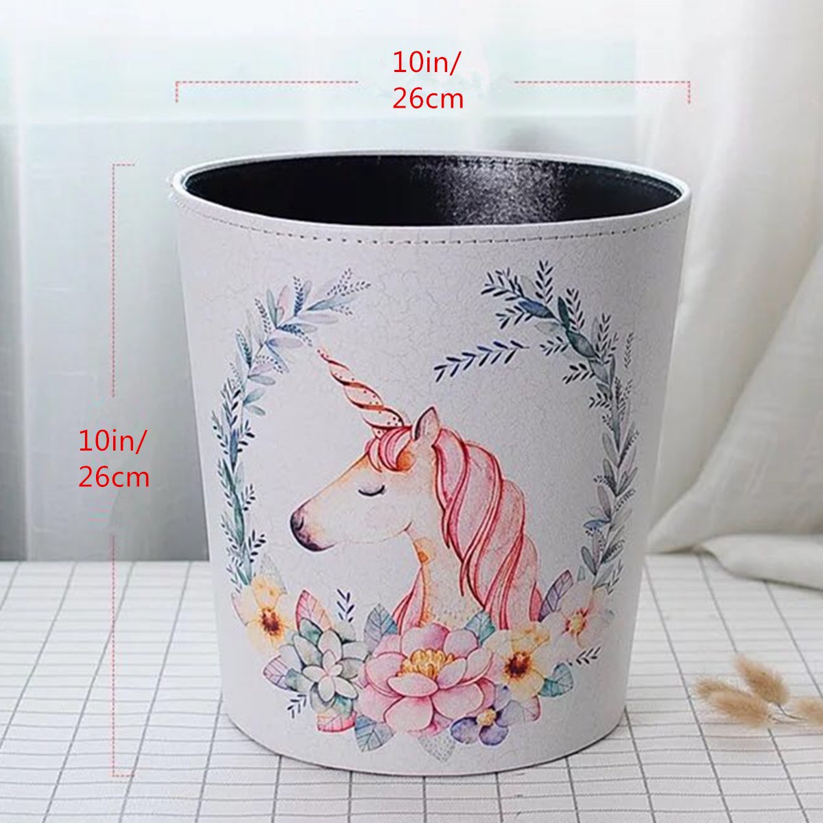 DPIST Retro Unicorn Small Trash Can Waterproof Waste Paper Basket Waste Can Wastebin
