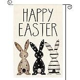 AVOIN colorlife Easter Bunnies Garden Flag 12x18 Inch Double Sided Outside, Happy Easter Welcome Yard Holiday Decoration