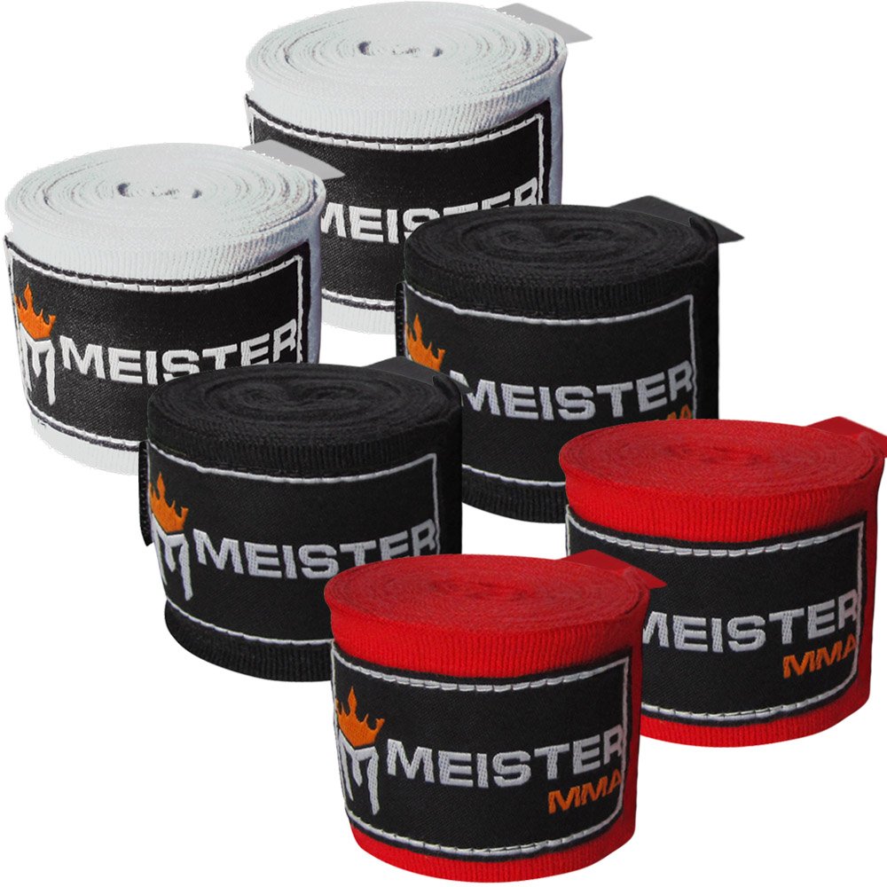 Meister Adult 180" Hand Wraps for MMA & Boxing 3 Pairs Pack
