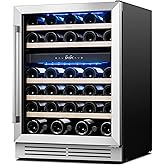 BODEGA 24 Inch Wine Fridge Dual Zone, 46 Bottle, Built-In or Under Counter Freestanding Wine Cooler Refrigerator With Stainless Steel Handle, Wine Cooler With Lock, Energy Efficient,For Home, Kitchen on Fridge.com