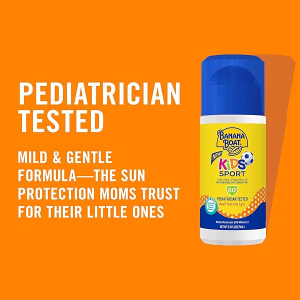 BANANA BOAT SPORT KIDS SUNSCREEN ROLL ON LOTION SPF 60, 2.5OZ | TRAVEL SIZE SUNSCREEN FOR KIDS ROLL ON, CHILDRENS SUNBLOCK SPF 60, 2.5OZ