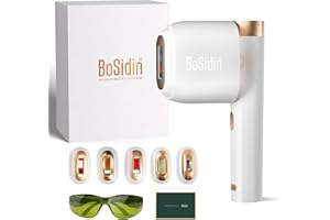 Laser Hair Removal, BoSidin IPL Hair Removal with Painless Ice-Cooling, 2-in-1 Face SR Rejuvenation, 6+1 Modes, 6 Levels Hair Removal for Women Permanent, Laser Hair Removal Kit with Shaver, Goggles