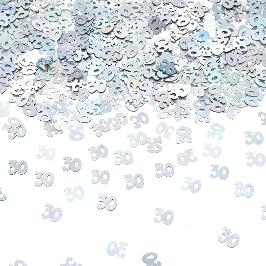 Emaan Number 30 Metallic Foil Confetti For 30th Anniversary And