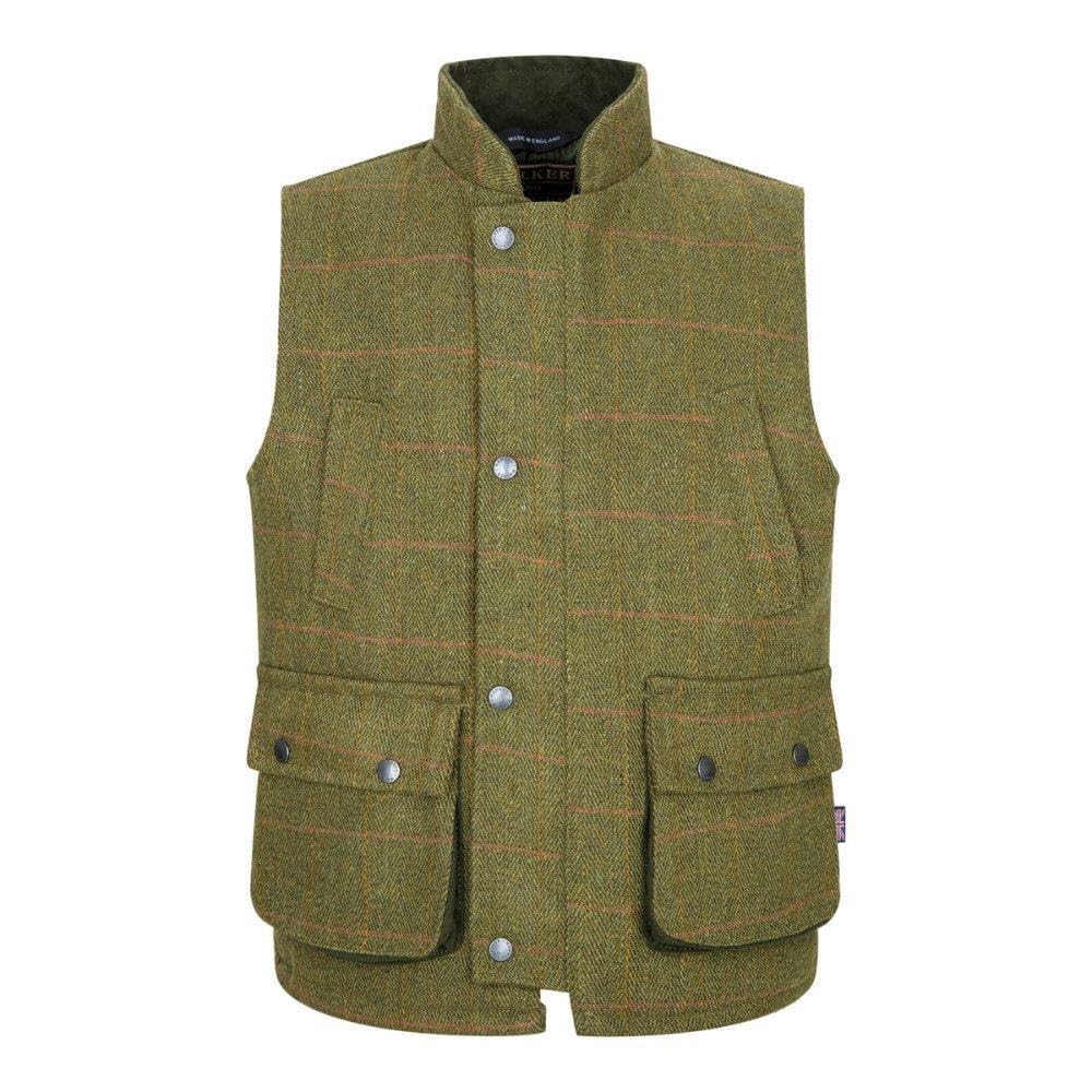 WALKER AND HAWKES - Children's Derby Tweed Greyson Shooting Gilet - Dark Sage - 32 (Age 11/12)