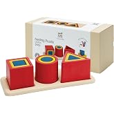 PlanToys&reg; Nesting Puzzle Wooden Toy Set for Kids Ages 3+ Montessori Gift | nesting puzzle set, montessori stacking shape recognition, spatial awareness creativity coordination, ages 3+, kids gift