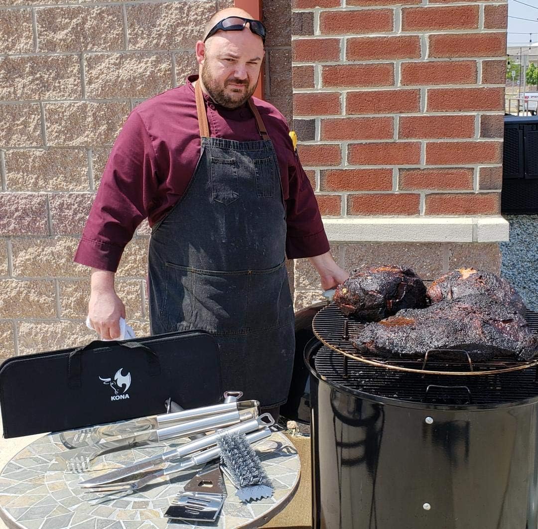 Amazon Com Kona Bbq Grill Tools Set With Case 18 Inches Long To Keep Hands Away From Heat Premium Stainless Steel Grilling Utensils With Bottle Opener Handles Makes A Great Gift Garden Outdoor