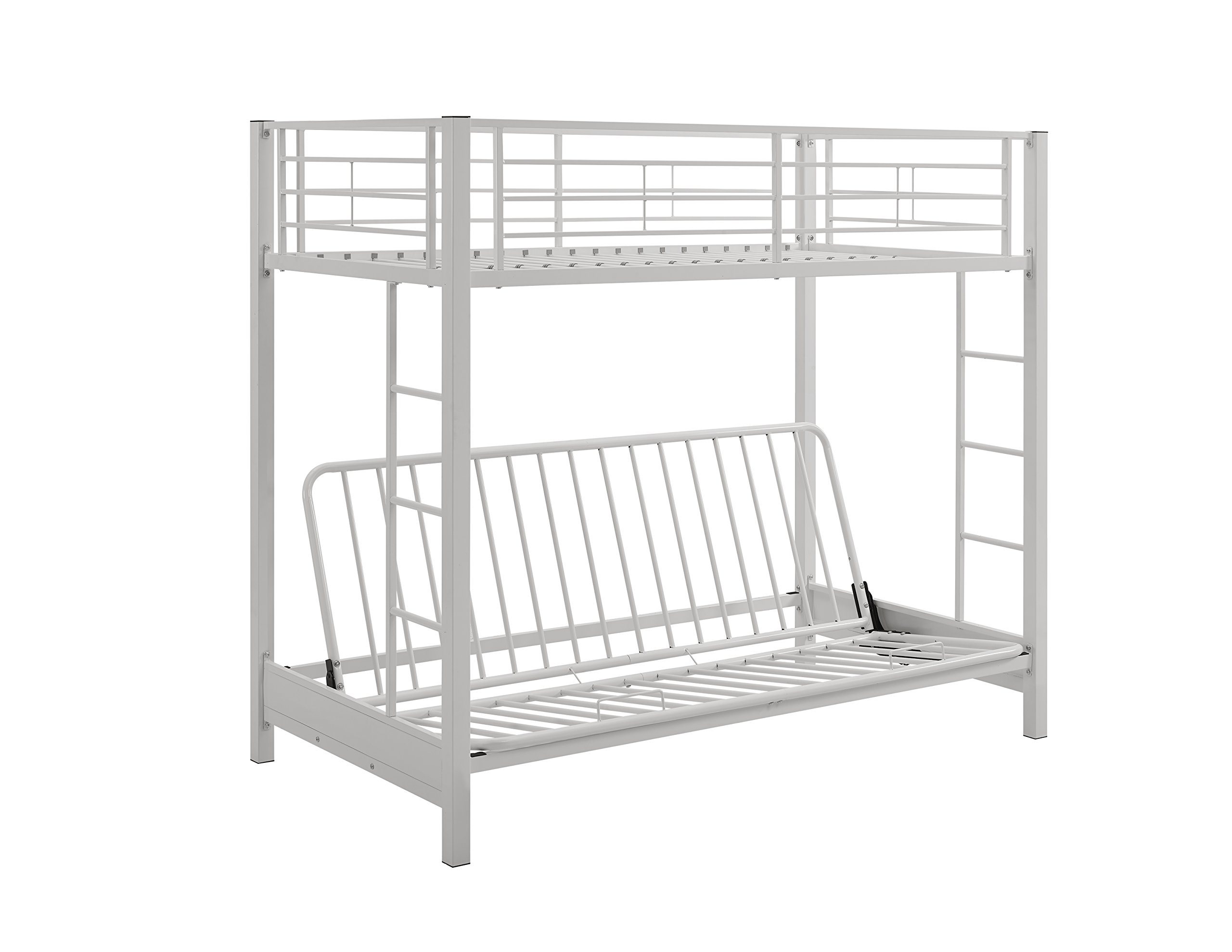 WE Furniture Modern Metal Pipe Twin Over Futon Bunk Kids Bed Bedroom