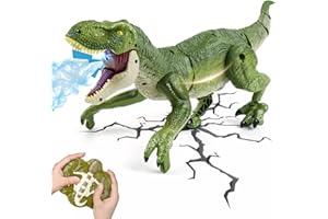 ToyFuntasy Remote Control Dinosaur Toys for Kids Ages 4-7 8-12 - Best Birthday Gifts for Boys 4 5 6 7 8 9 10 11 12 Year Old, RC Walking Dino with Roaring, Spray, Light, Touch Sensing