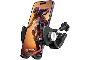 ORNARTO Bike Phone Holder, Rotatable Motorcycle Phone Mount [Thick Cases Friendly] Handlebar Clamp for Scooter and Bike, Compatible with iPhone 15 14 13 12 Series, 2.17~3.54" Wide Phones (Deep Black)