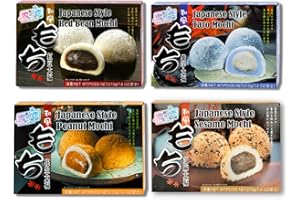LA VOIE FOODS Japanese Rice Cake Mochi Daifuku – 4 Variety Pack of Red Bean, Sesame, Taro and Peanut