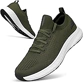 Puweco Mens Slip on Lightweight Walking Shoes Non Slip Breathable Running Shoes Comfort Tennis Workout Gym Sneakers with Shoelace