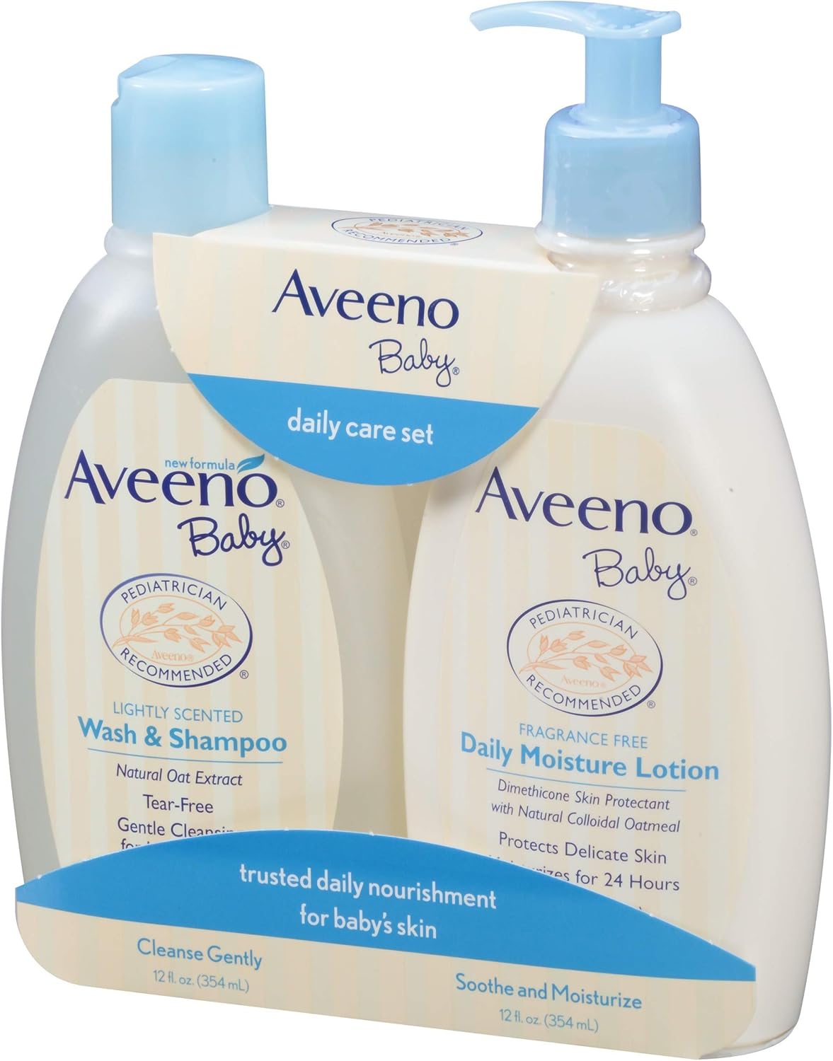 Aveeno Baby Gentle Moisturizing Daily Care Set, Natural Oat Extract, Natural Colloidal Oatmeal, 2 Items: Health & Personal Care