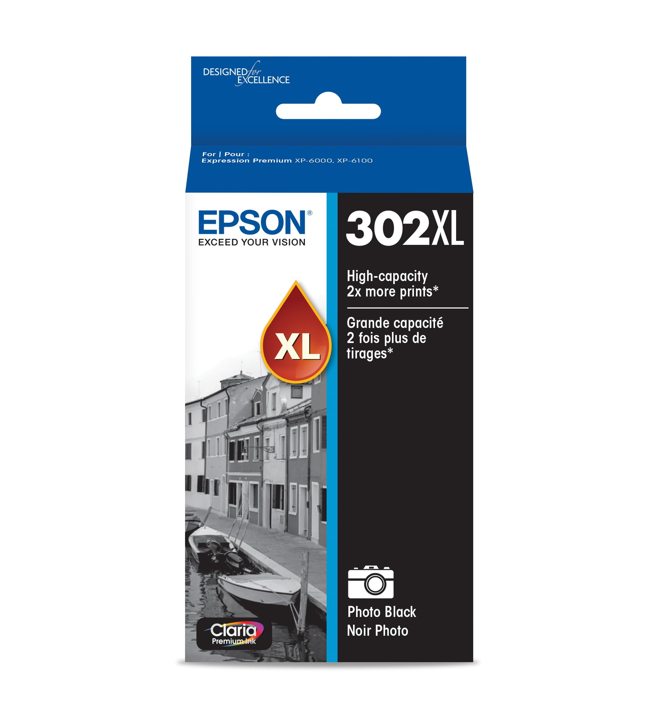 Photo 1 of EPSON 302 Claria Premium Ink High Capacity Photo Black Cartridge (T302XL120-S) Works with Expression Premium XP-6000, XP-6100