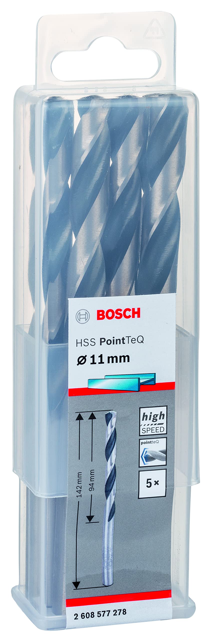Bosch Professional 5-piece PointTeQ HSS Twist Drill Bit (for Metal, 11 x 94 x 142 mm, Drill Driver Accessories)