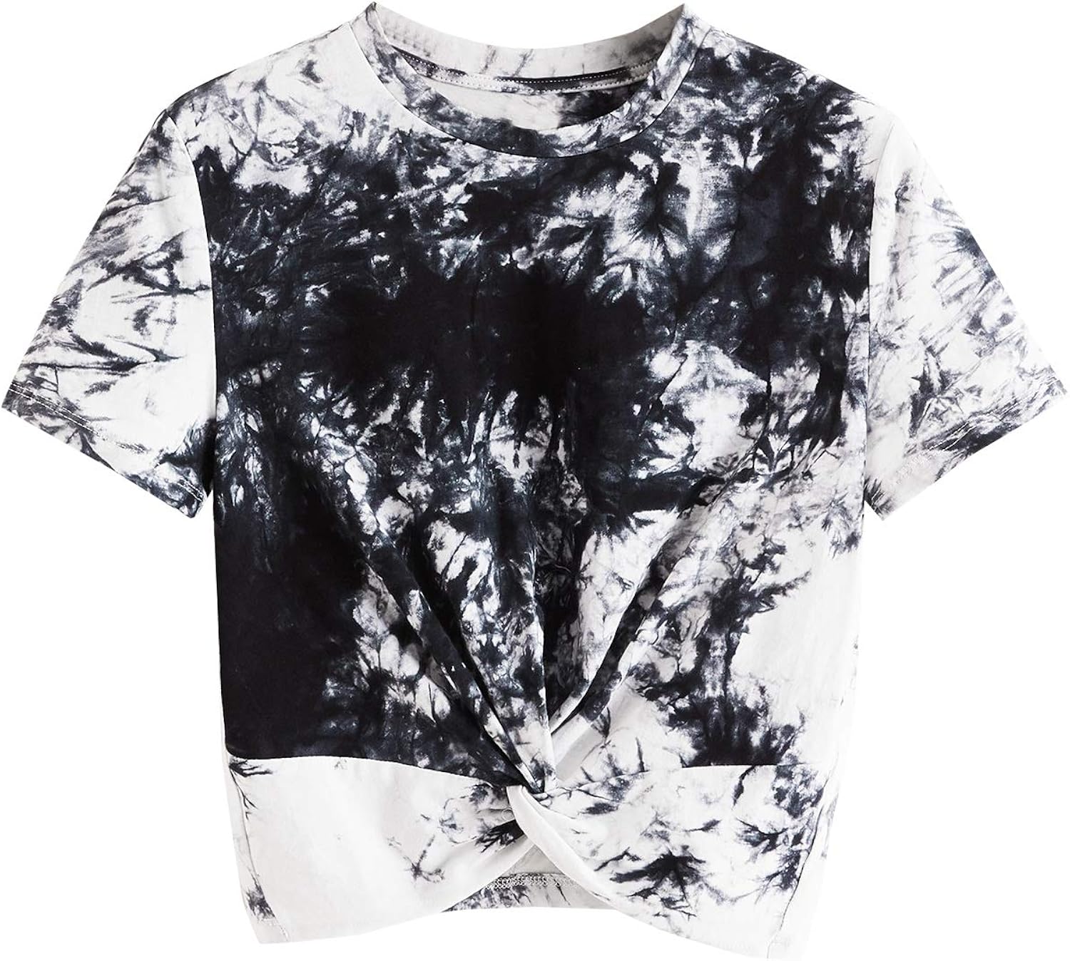 MakeMeChic Women's Summer Crop Top Solid Short Sleeve Twist Front Tee T-Shirt at  Women’s Clothing store