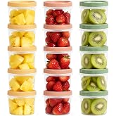16 Oz Plastic Containers with Lids, 15 Pack Overnight Oats Containers with Lids, Stackable Reusable Twist Screw Top 2-Cup Freezer Storage Container for Food Soup Jello Sauce, Yellow/Green/Red Ocher