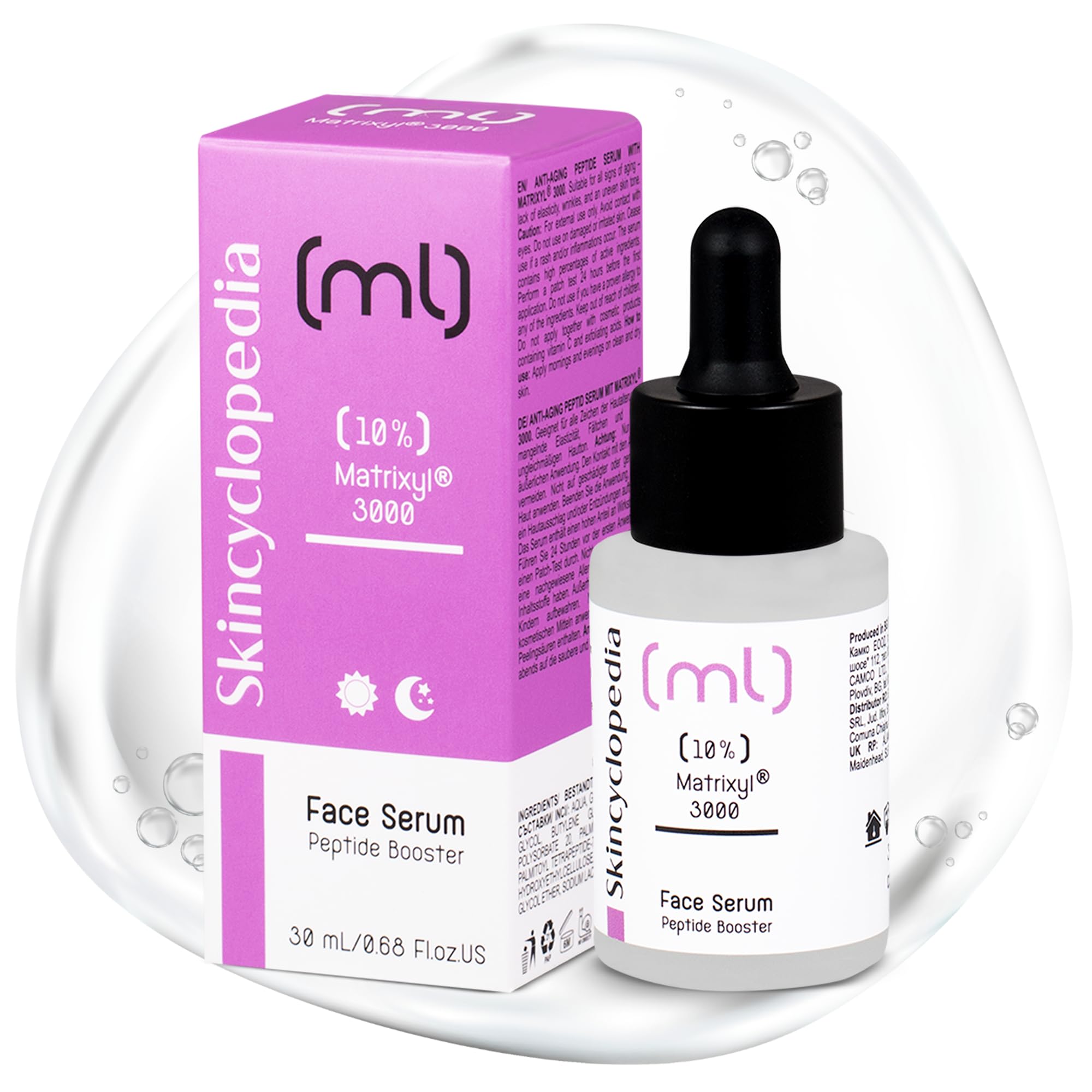 Skincyclopedia 10% Matrixyl 3000 Serum with Vitamin C, Hyaluronic Acid and Retinol - Peptide Booster against Wrinkles, Hyperpigmentation and Pores - All Skin Types - for Men and Women, 30ml