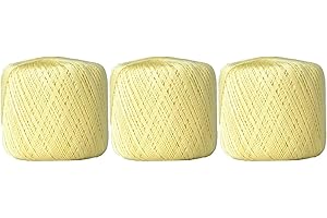 3 Ball Pack Threadart 100% Pure Cotton Crochet Thread - Size 10 - Color 6 - LEMONADE - Size 10 and 3 - Singles and Bulk Packs Available