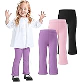 ZUEMET 3 Pack Baby Girls Flare Leggings Toddler Bell Bottoms Pants Infant Girl Soft Cotton Clothes Size 18M-5T