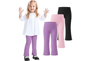 ZUEMET 3 Pack Baby Girls Flare Leggings Toddler Bell Bottoms Pants Infant Girl Soft Cotton Clothes Size 18M-5T