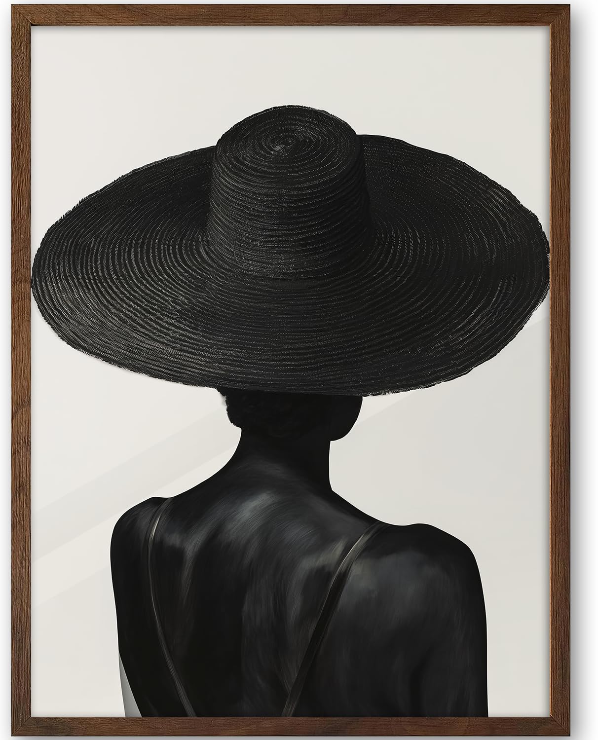 Photo 1 of iHery Natural OAK Wood Black Girl Walnut Color Framed Wall Art, 12x16 in Black and White Modern Canvas Wall Art, Trendy African American Black Bedroom Decor, Set of 1 For Bathroom Living Room