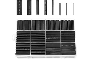 Ginsco 730 pcs 2:1 Heat Shrink Tubing Kit 8 Sizes Assorted Sleeving Tube Wrap Cable Wire Kit for DIY Black