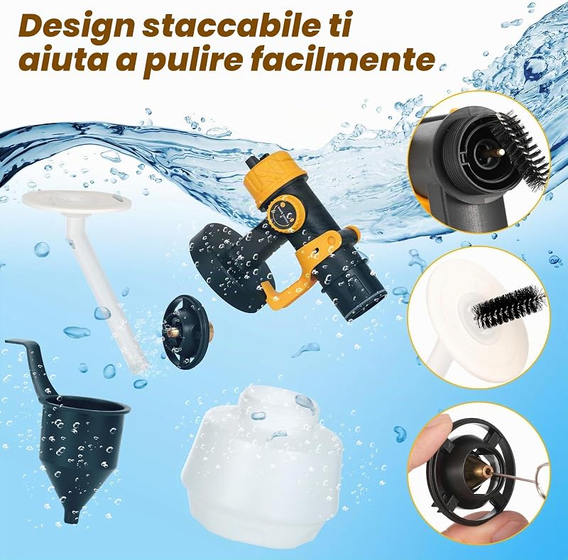 Pistola a Spruzzo, 600W HVLP Spruzzatore Elettrico con Serbatoio da 1200ML, 5 Ugelli & 3 Modelli - Ideale per Pareti, Mobili, Recinzioni, Interni ed Esterni Casa, Soffitti