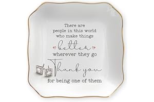 OASSIE Christmas Thank You Gifts for Women - 4"x4" Ceramic Jewelry Dish Tray - Birthday Appreciation Inspirational Gifts for Women Coworker Teacher Friends Employee Boss, Retirement Gift for Woman