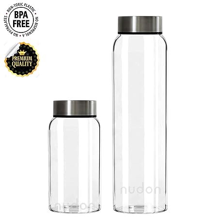 nudon Glas-Wasserflasche, BPA-frei, auslaufsicher, breite Öffnung, Zeitmarkierung, um Hydrate zu helfen, ideal für den täglic