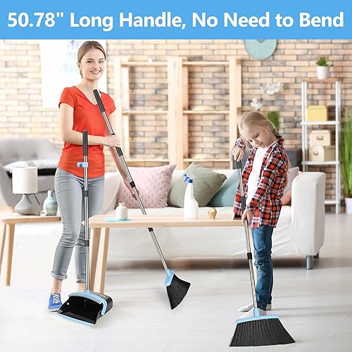 Broom And Dustpan Set For Indoor And Outdoor Use, Upright Dust Pan With Long Handle Angle Broom For Kids And Pets - View #14