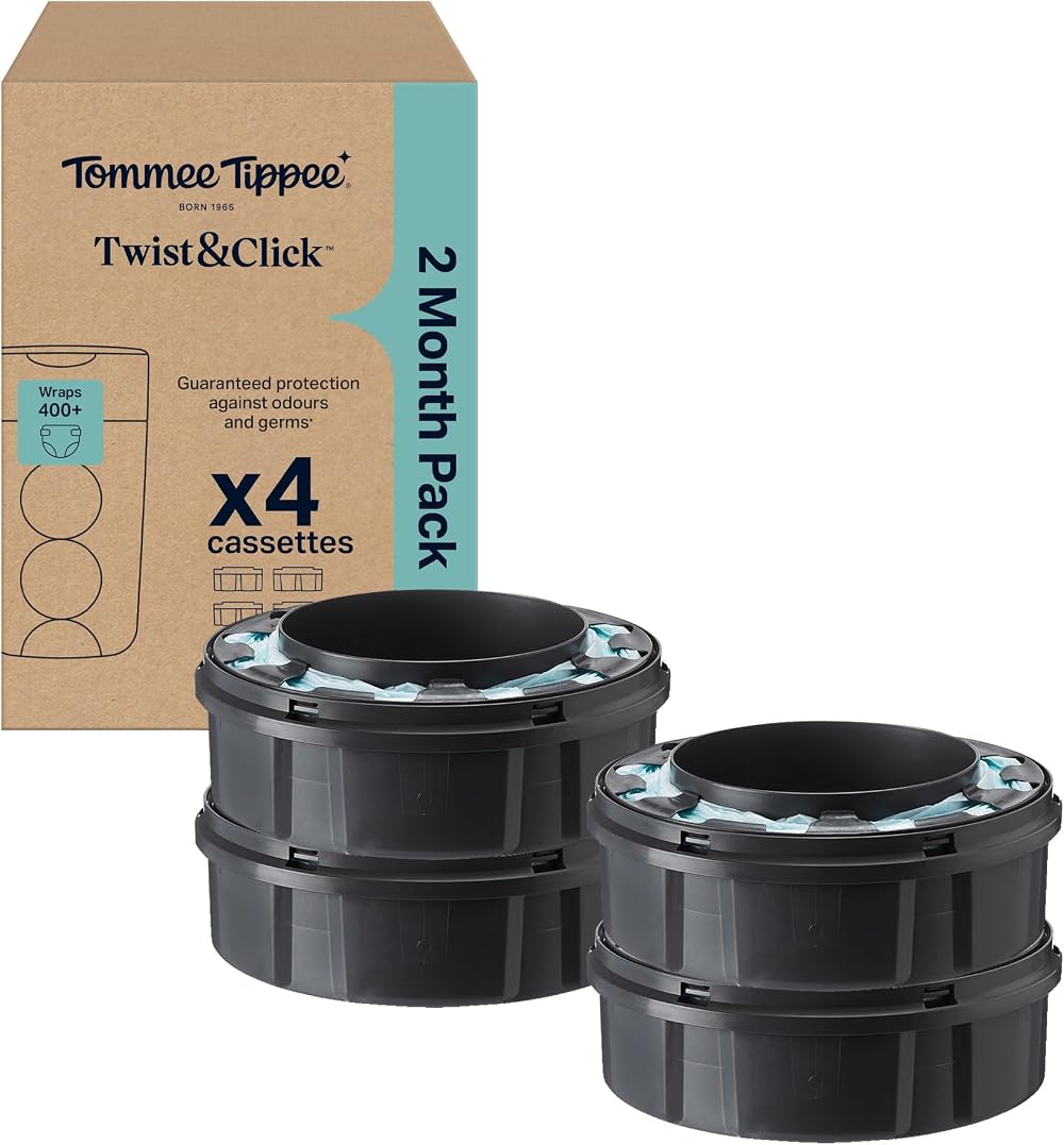 Tommee Tippee Twist & Click Nappy Bin Refills 4x 10.5m Original Cassettes