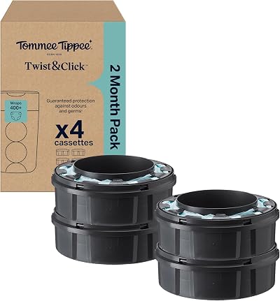 Tommee Tippee Twist & Click Nappy Bin Refills 4x 10.5m Original Cassettes