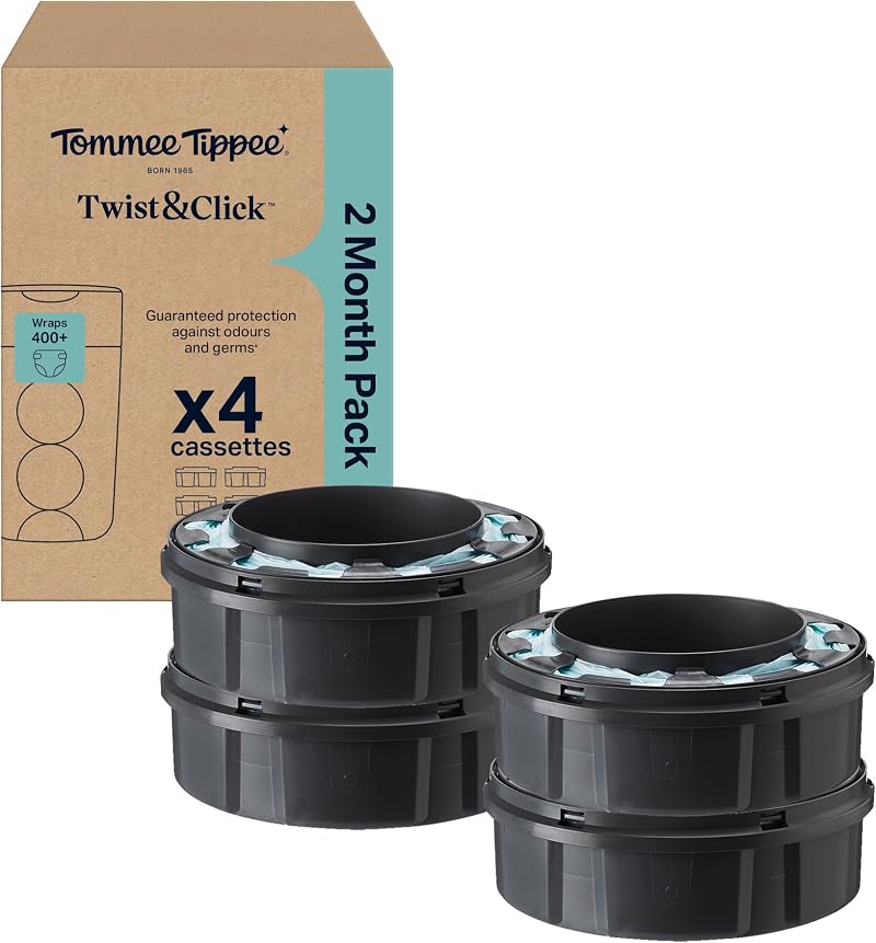 Tommee Tippee Twist & Click Nappy Bin Refills 4x 10.5m Original Cassettes