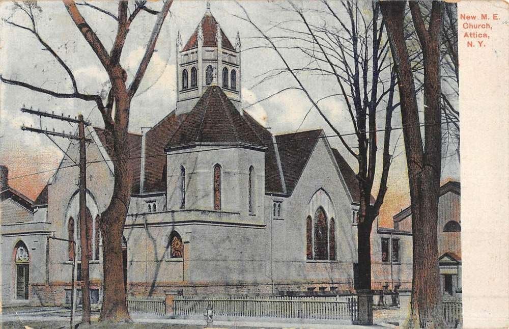 Attica New York New ME Church Street View Antique Postcard K52410 at