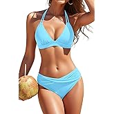 Womens Two Piece Bathing Suit - Push Up Bikini Set Full Coverage Swimsuit Halter Swimwear 2026