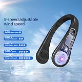 Jsdoin Portable Neck Fan 5 Speed USB Rechargeable Bladeless 360° Airflow Black view 4