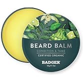 Badger Organic Beard Balm - Leave-In Conditioner, Styling &amp; Moisturizing Treatment for Facial Hair &amp; Mustache, 2 oz