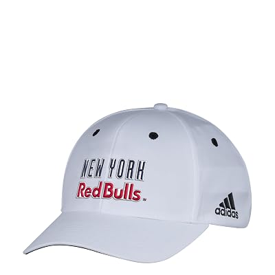 adidas MLS New York Red Bulls Men&amp;#39;s White Wordmark Structured Adjustable Hat, One Size, White