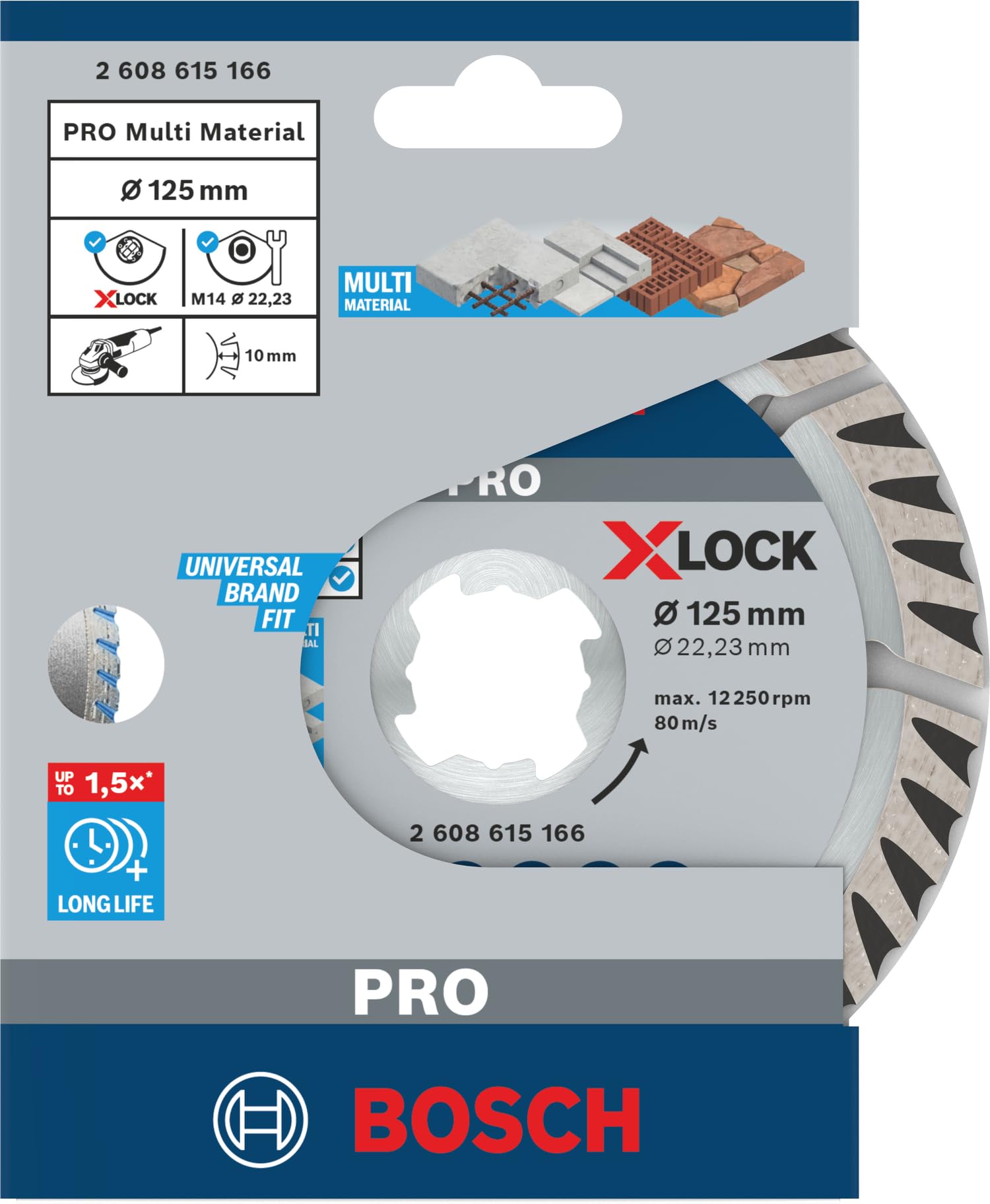 Bosch 1x PRO Multi Material Diamanttrennscheiben, X-Lock (für Beton, Stahlbeton, Ø 125 mm, Professional Zubehör Kleiner Winkelschleifer) 2