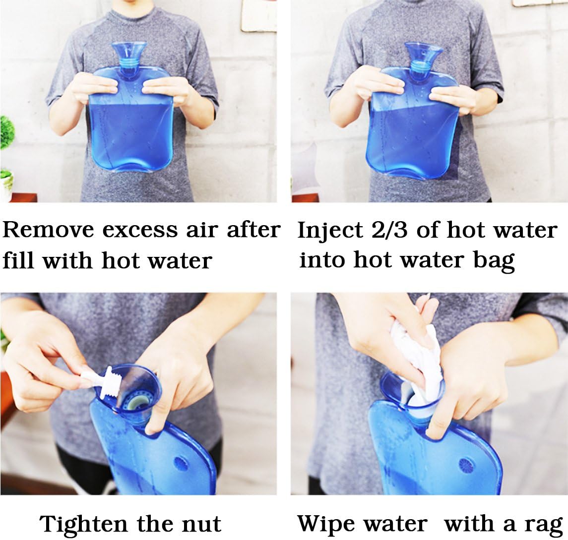 Attmu Classic Rubber Transparent Hot Water Bottle 2 Liter with Knit Cover - Blue: Health & Personal Care
