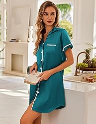 Ekouaer Satin Nightgowns for Women Button Down