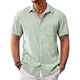 Runcati Mens Button Down Shirt Short Sleeve Casual Summer Beach Wedding Tops