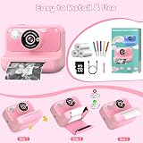 Hangrui Kids Camera Instant Print 2.4 Inch 1080P 32GB Card Pink view 5