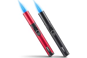 Urgrette 2 Pack Butane Torch Lighter, 6-inch Refillable Pen Lighter Adjustable Jet Flame Butane Lighter for Grill BBQ Candle Camping (Gas Not Included) Raven & Ruby