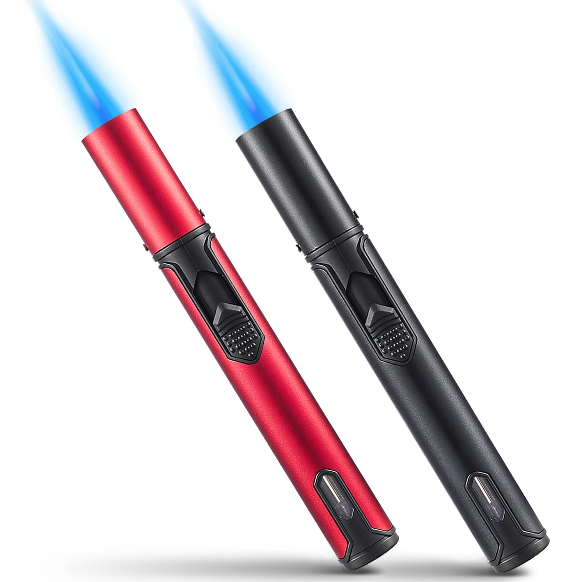 Photo 1 of Urgrette 2 Pack Butane Torch Lighter, 6-inch Refillable Pen Lighter Adjustable Jet Flame Butane Lighter for Grill BBQ Candle Camping (Gas Not Included) Raven & Ruby