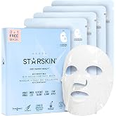 STARSKIN Hydrating Face Mask, Bio-Cellulose &amp; Probiotics, 3+1 Pack, Deep Hydration &amp; Nourishing, Revitalizing &amp; Anti-Aging, Glass Skin, Cooling, Moisturizing, Korean Face Mask, Red Carpet Ready