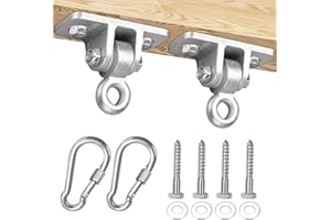 BETOOLL 2400lb Capacity Heavy Duty Swing Hangers for Wooden Sets Playground Porch Indoor Outdoor & Hanging Snap Hooks Silver Set of 2