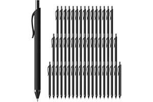 InkSlick 50 Pack Black Ink Pens - Bulk Pens, 1.0MM Medium Point Ballpoint Pens, Smooth Writing No Bleed Retractable Ball Point Pen (Black)