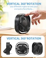 benpen Mini Bedside USB Fan 3 Speeds 360° Rotatable Silent Desk Cooler view 4